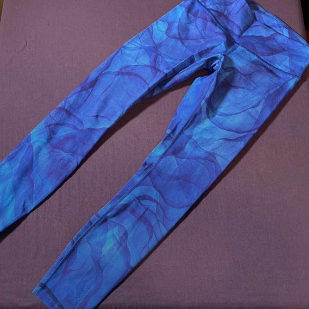 Lululemon Wunder Under Pant III Midnight Tulle Multi - Size 6 Blue Leggings - Picture 2 of 6